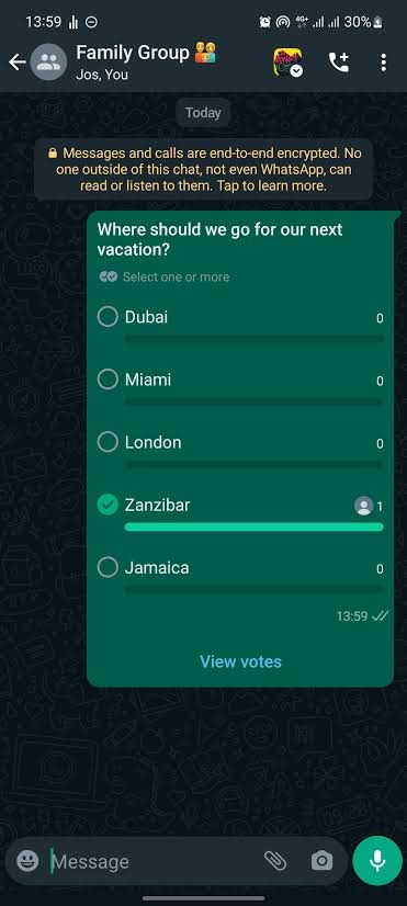 Whatsapp poll