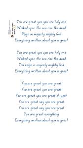 LYRICS FOR YOU ARE GREAT